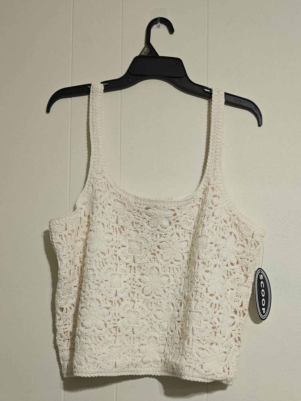 Crochet Tank Top in Cream - Scoop